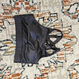 Savvi workout top sports bra size small black faux leather